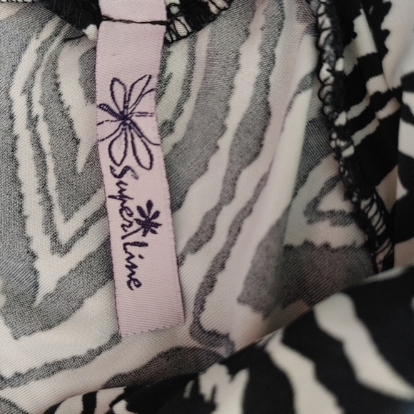 Chico's~ Super Line~ Black & White Boho Wide Leg Pants ~ Size S - Picture 7 of 9